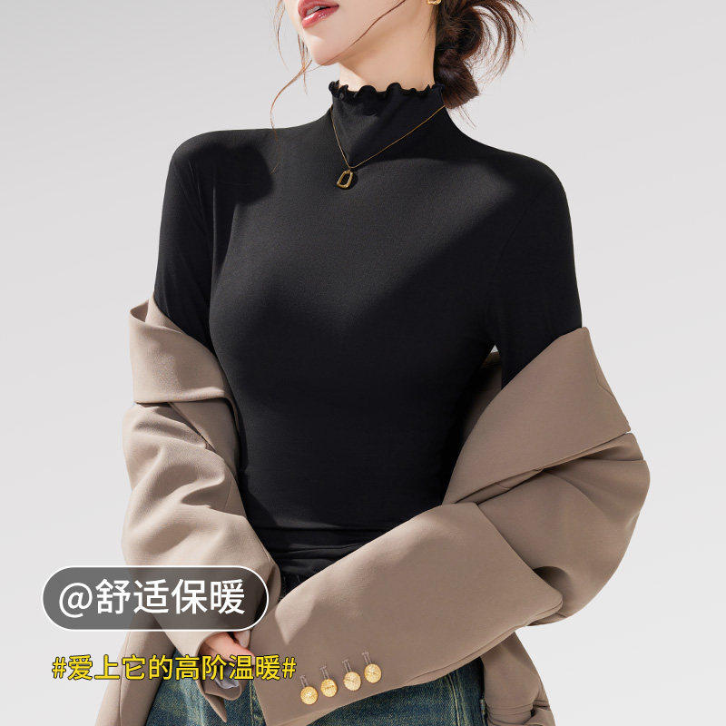 【百人验货】半高领打底衫女T秋冬椰油面膜衣内搭修身上衣长袖