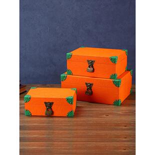 覆古绿色木盒子收纳盒儿童带锁小藏宝箱密码礼盒箱新款木质首饰盒