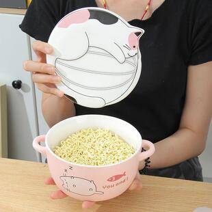 碗筷单人一套精致泡面碗可爱宿舍学生碗筷套装碗单个带盖面碗家用