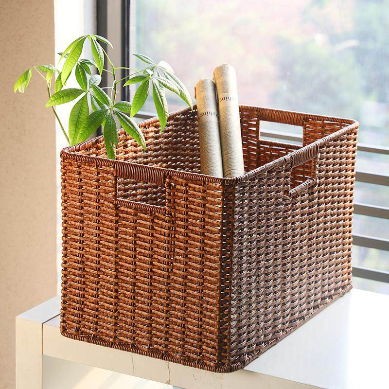 衣柜内收纳筐衣帽间衣物收纳箱仿藤编格子柜整理储物置物篮子方形,收纳整理,收纳筐,淘宝优惠券,粉丝福利购,淘宝优惠卷