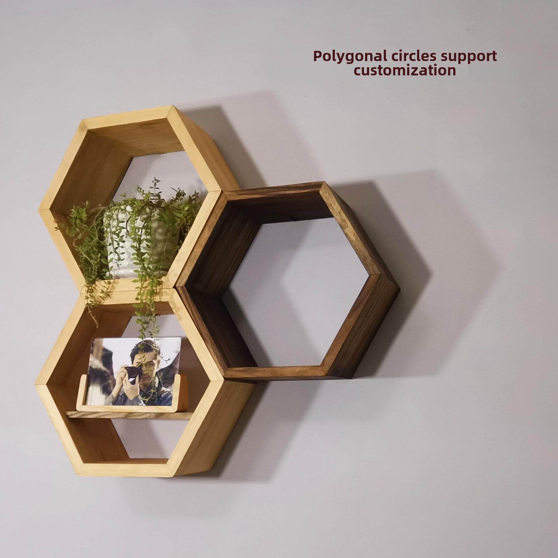 六边形蜂窝实木简约墙上置物架格子隔板书房壁挂书架背景墙装饰柜,家居饰品,壁饰,淘宝优惠券,粉丝福利购,淘宝优惠卷