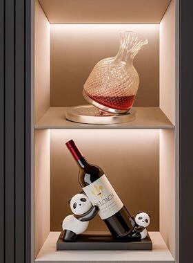 熊猫红酒架摆件乔迁新居礼品轻奢高档家居饰品客厅餐边柜酒柜装饰