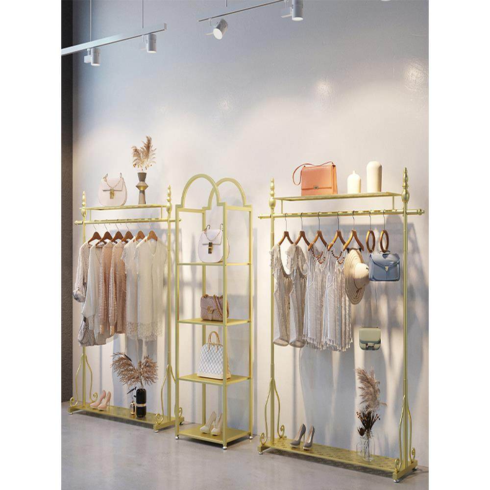 轻奢铁女装店落地式货架黄金服装店展示架展示架落地式创意衣架,商业/办公家具,服装展示架,淘宝优惠券,粉丝福利购,淘宝优惠卷