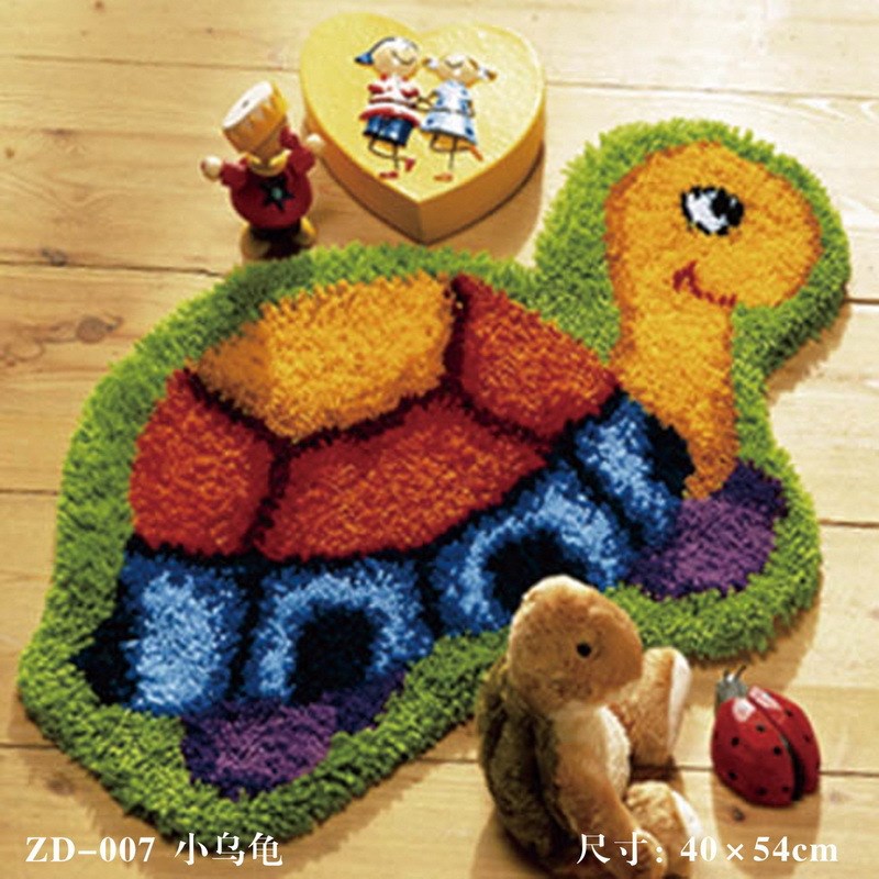 彩印网段段绣脚垫毛线绣坐垫地垫门垫浴室垫钩针绣车座垫手工地毯