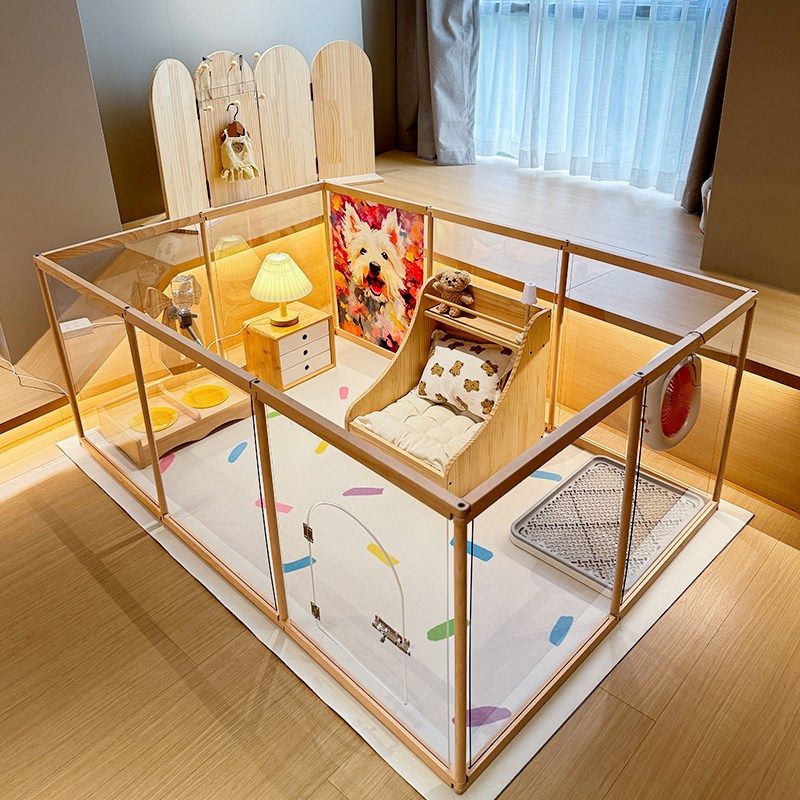 蘑菇宠物实木狗栅栏隔离狗笼子小型犬室内透明亚克力围栏封盖猫窝,宠物/宠物食品及用品,狗笼子,淘宝优惠券,粉丝福利购,淘宝优惠卷