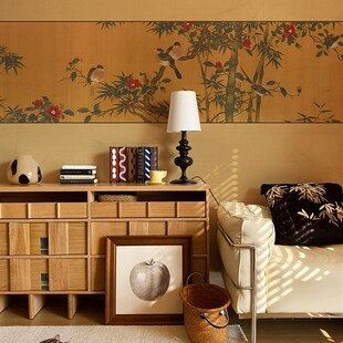 竹子中式花鸟壁纸宋氏美学墙纸客厅餐厅背景墙中古V风卧室墙布壁