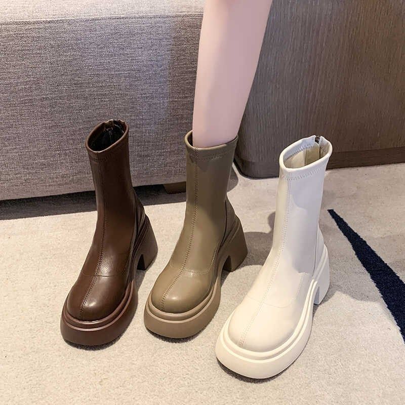 高跟粗跟小短靴女厚底弹力瘦瘦靴胖mm胖脚宽脚加宽大码女鞋41一43,女鞋,弹力靴/袜靴,淘宝优惠券,粉丝福利购,淘宝优惠卷