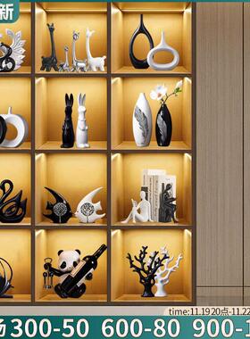 北欧简约电视柜酒柜装饰品摆件套装家居客厅餐边柜玻璃柜摆件乔迁