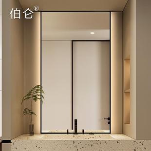 智能立体铝框浴室镜发光卫生间轻奢带灯镜子顶墙洗漱台防雾化妆镜