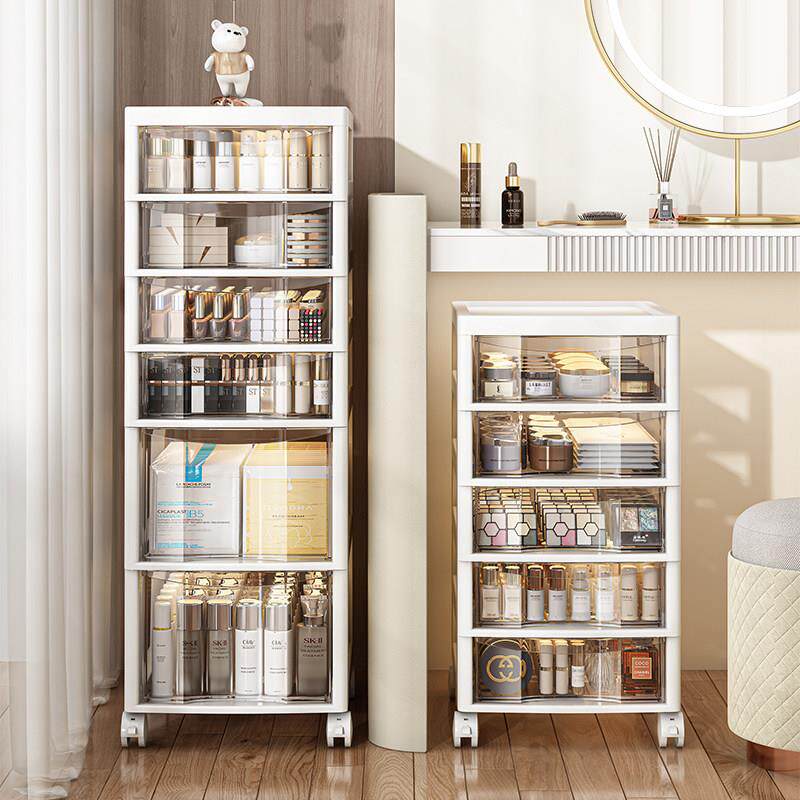德国化妆品收纳柜桌面护肤品落地小推车置物架抽屉式化妆台防尘盒