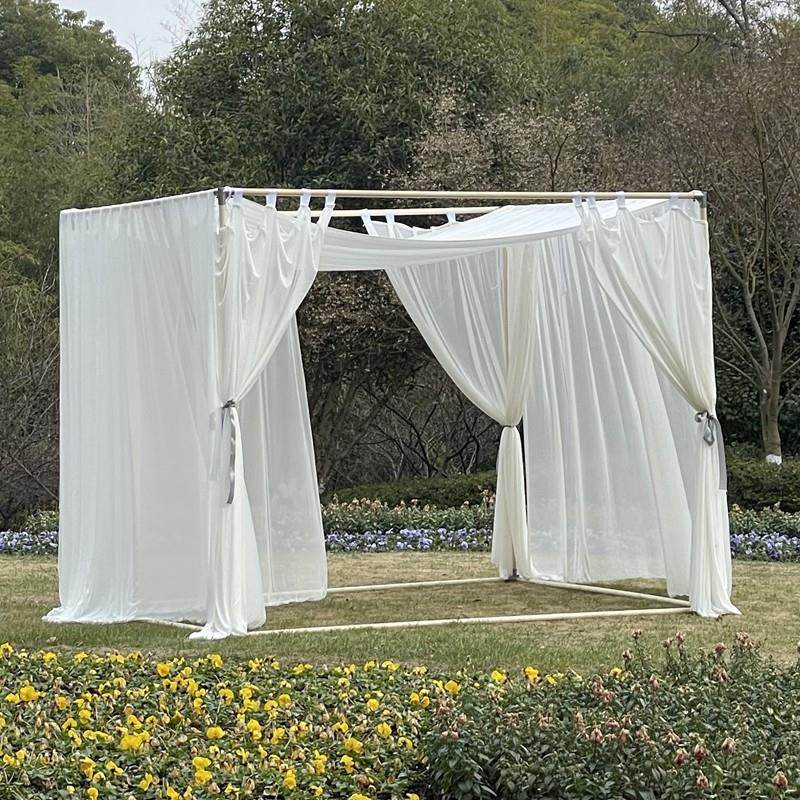 定制阳台茶寮高档实木原色蚊帐支架户外拍照民宿道具框架瑜伽休闲