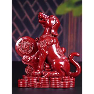 朱砂饰品紫金沙财狗旺生肖马虎家居饰品办公室入口客厅装饰