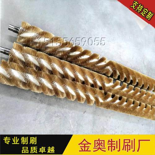 钢丝辊刷除锈打磨拉丝不锈钢丝镀铜丝刷辊滚筒刷辊除锈缠绕式定制