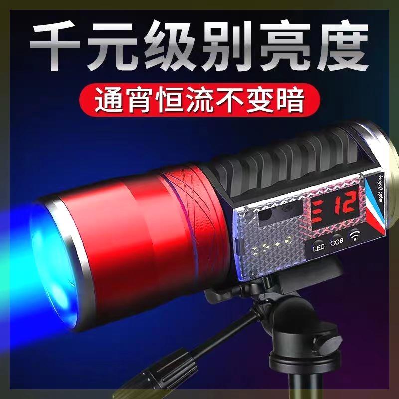 夜钓灯钓鱼灯超亮蓝光紫光手电筒驱蚊氙气强光大功率野钓台钓装备