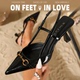 女百搭尖头细跟后空高跟鞋 love欧美风时尚 气质高跟鞋 feet&