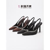 feet& 百搭后空高跟鞋 新款 女时尚 love时尚 绝美水钻包头凉鞋