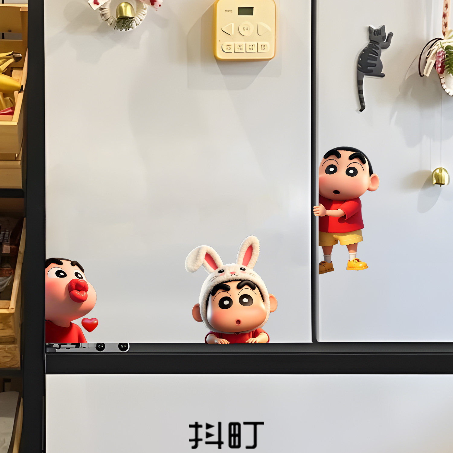 可爱卡通立体蜡笔小新磁吸冰箱贴磁力吸力磁性贴铁门美化装饰挂件
