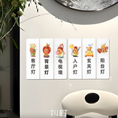 卡通灯开关贴纸标识贴客厅卧室墙壁插座面板标签家用提示装 饰墙贴
