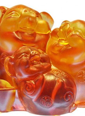 打折包邮古法琉璃摆件YL琉璃A-026全家福-猪 生日礼品