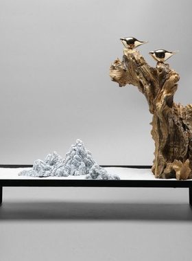 现代新中式创意沙石微景观摆件样板房间客厅书房玄关酒柜软装饰品