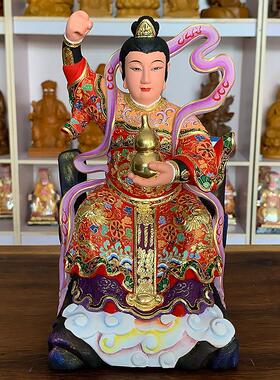 香樟木雕九天玄女像站像坐像神像九天圣母客厅居家家用摆件彩绘