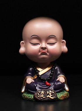 淡定放下点头小和尚小沙弥车载摇头摆件2024新款汽车饰品禅意中控