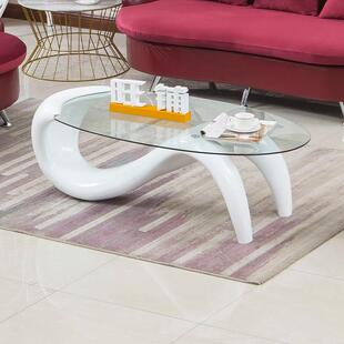 创意个性简约现代美人鱼钢化玻璃时尚椭圆形小户型茶几茶台桌子