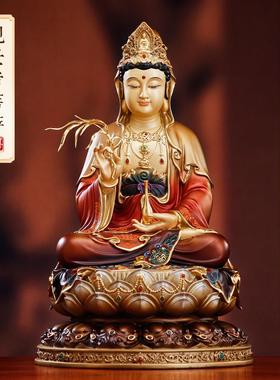 台湾纯铜观音菩萨佛像家用供奉大慈大悲观世音菩萨像娑婆三圣摆件