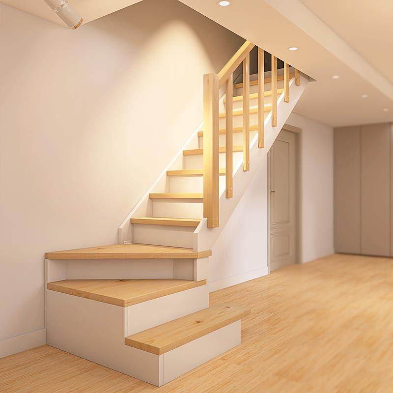 室内阁楼楼梯子家用覆式实木整体楼梯loft户型转角扶手梯登高旋转