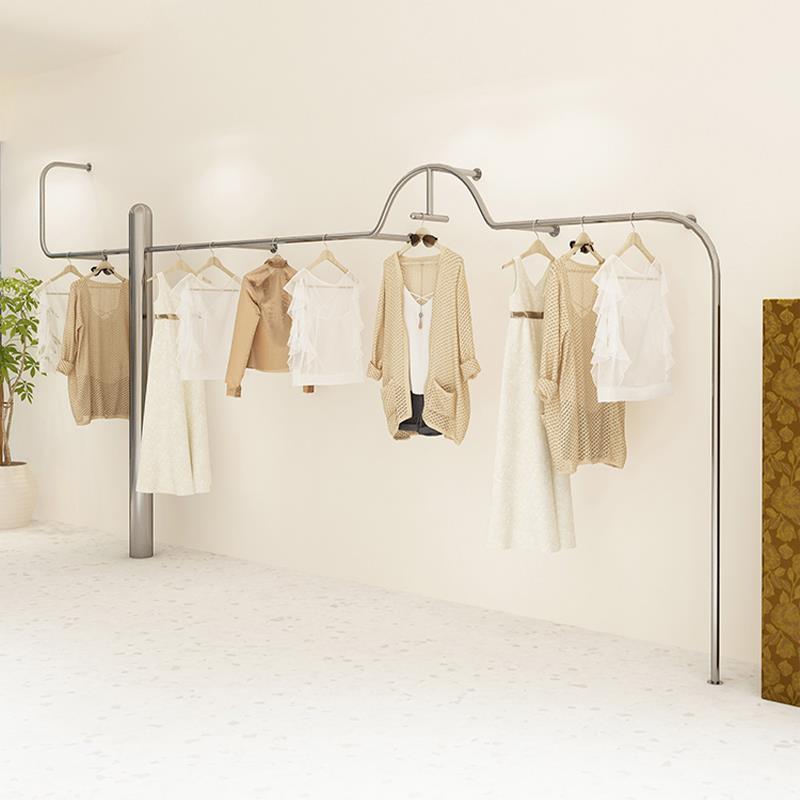服装店展示架陈列架不锈钢上墙挂衣架女装店专用货架定制壁挂架