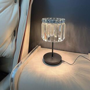 水晶装饰充插电夜灯北欧公主卧室床头灯意式极简轻奢客厅氛围台灯