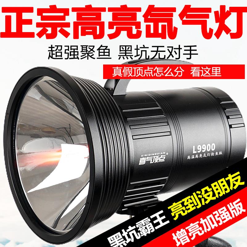强光氙气钓鱼灯超亮大功率喜气顶点暖黄黑坑疝气灯夜钓灯诱鱼垂钓