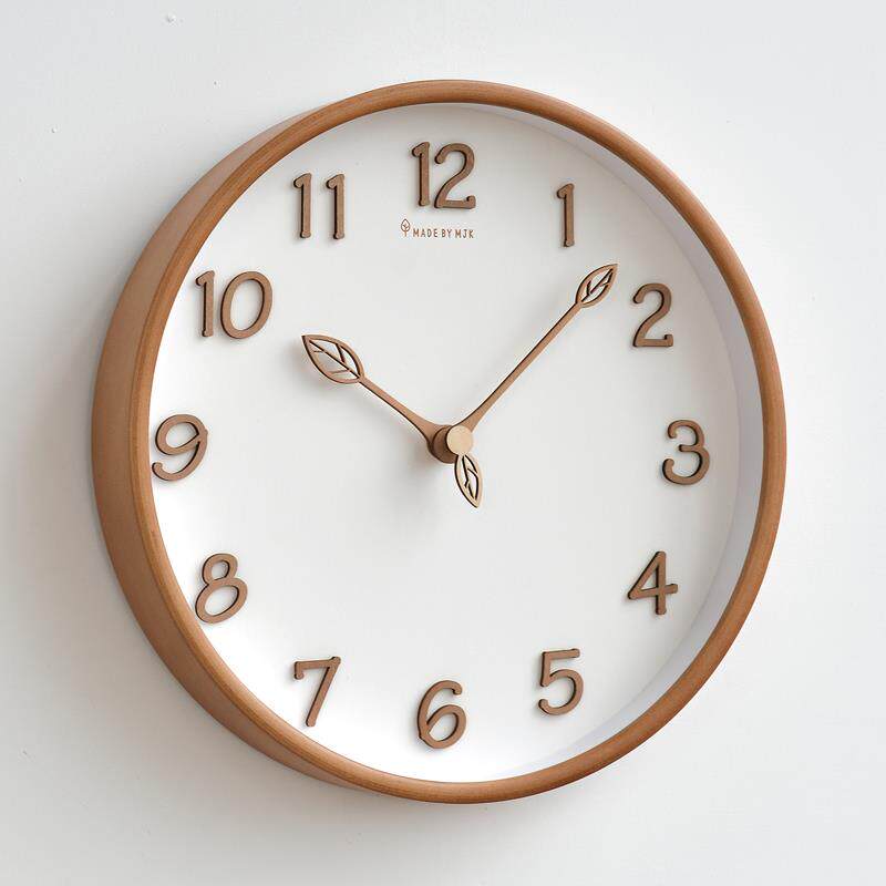 MJK钟表挂钟客厅家用简约现代实木轻奢时钟超静音壁钟挂表钟表