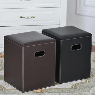 皮质储物凳子收纳凳方形玄关换鞋凳创意现代床尾沙发凳可坐大容量