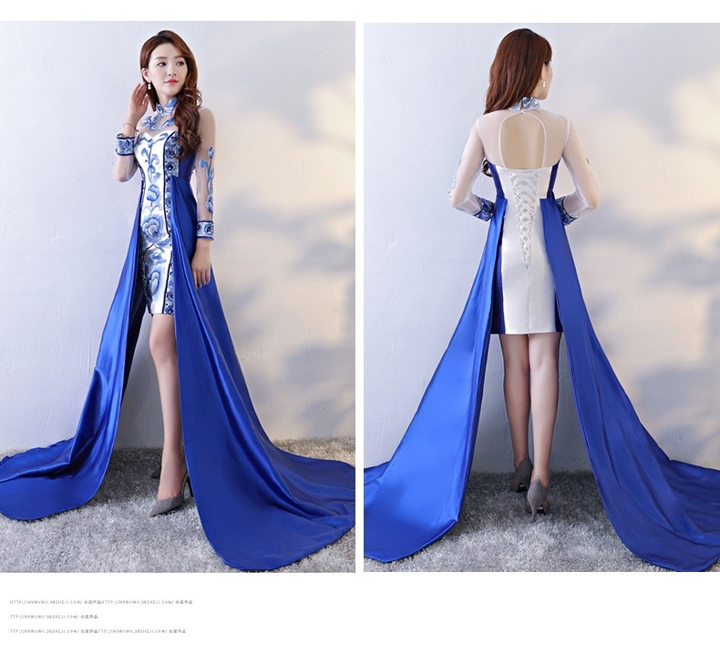 中国风汉服旗袍礼服女走秀主持