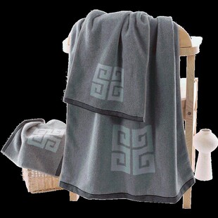 金号纯棉套巾礼盒装 浴巾毛巾方巾各一简约大气三色可选 送手提袋