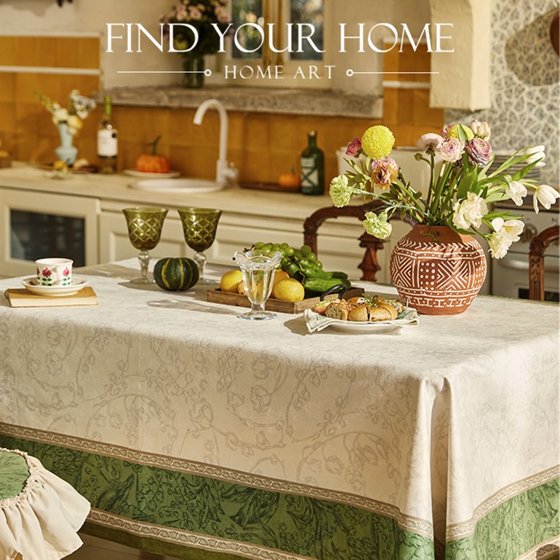 蜡笔派铃兰桌布复古田园氛围感防水盖布餐桌布长方形茶几台布定制