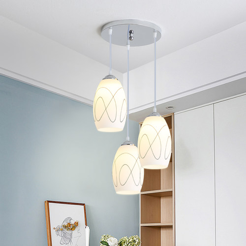 餐吊餐厅灯吊灯三头现代简约创意led吧台饭厅餐桌灯罩具个性单头