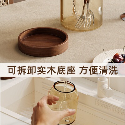 高颜值水果叉套装中古风家用不锈钢高档轻奢甜品咖啡勺签子收纳罐