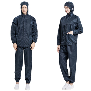 防尘工作服喷漆防护服洁净服男女套装 无尘服分体连帽防静电衣短款
