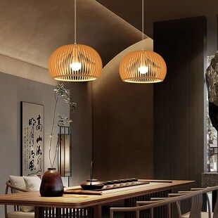 木艺吊灯禅意茶室灯具新中式餐厅灯床头灯卧室客厅灯笼创意民宿灯