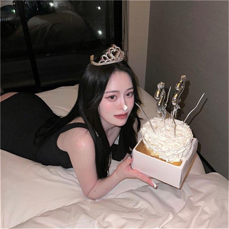 INS日式派对银色蝴蝶结数字蜡烛蛋z糕插牌生日装扮 22岁 30岁 18