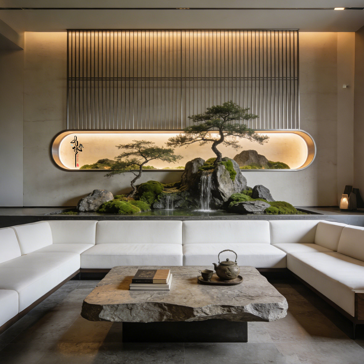 品修新中式假山水景观装置假山流水盆景客厅茶室装饰造景摆件定制,商业/办公家具,景观道具/景观摆件/景观装置,淘宝优惠券,粉丝福利购,淘宝优惠卷