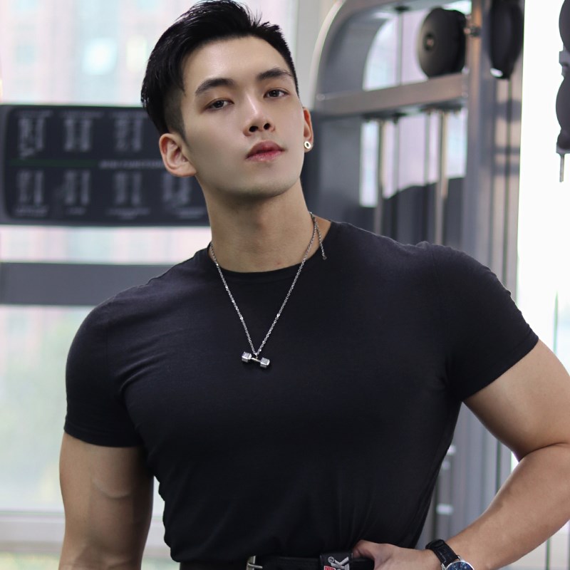 RAWNESS哑铃项链 杠铃锁骨链男士钛钢轻奢健身吊坠520送男友礼物