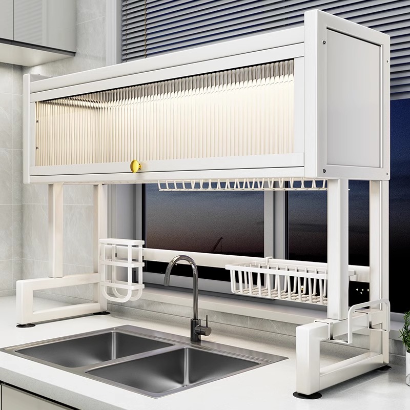 厨房水槽置物架洗碗槽防尘碗柜水池碗碟收纳台面多功能沥水置物架