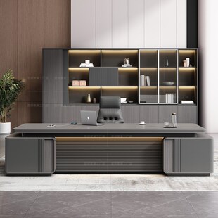 新中式小型老板桌办公桌轻奢高级感实木烤漆大班台办公室办公家具