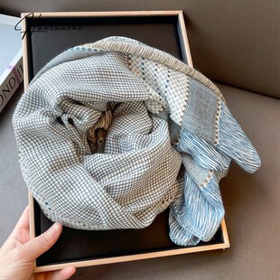 汉岚芝薄款空调房披肩女夏季2025新款防晒亚麻外搭新款办公室披肩