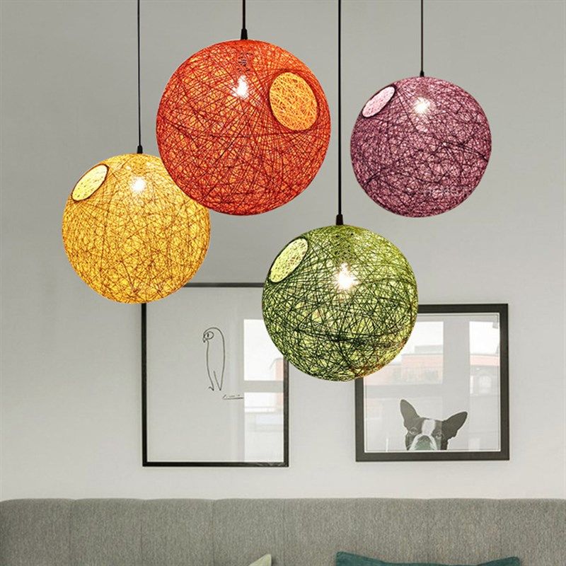 麻球吊灯创意个性鸟巢幼儿园藤球编织灯服装店吧台圆球形装饰灯具,家装灯饰光源,餐厅吊灯,淘宝优惠券,粉丝福利购,淘宝优惠卷