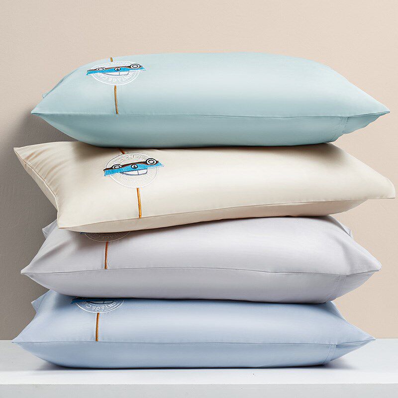 A类100S纯棉儿童枕套 全棉卡通刺绣幼儿园宝宝枕头套一对装