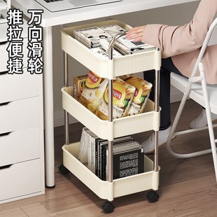 零食小推车置物架落地卧室床边浴室家用储物架子客厅可移动收纳架